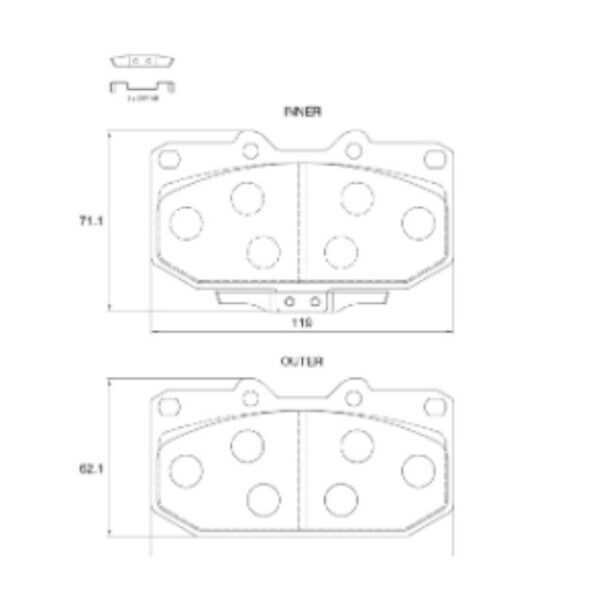 Nissan 200SX 2.0 16V SR20DET front brake pads from 1994 to 2002 - Image 2